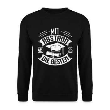 Abiturient MIT ABSTAND DIE BESTEN Abi Lustiges - Unisex Pullover - Schwarz - Vorne - Alina (178cm) & Michal (187cm)