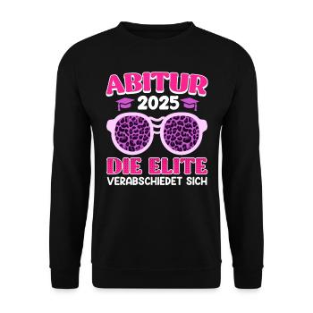 ABITUR 2025 DIE ELITE Abiturienten Lustiges - Unisex Pullover - Schwarz - Vorne - Alina (178cm) & Michal (187cm)
