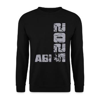 ABI 2025 Abitur Abschluss Lustiges Abiturienten - Unisex Pullover - Schwarz - Vorne - Alina (178cm) & Michal (187cm)