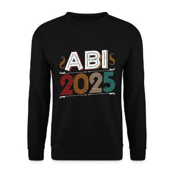 ABI 2025 Abitur Abschluss Lustiges Abiturienten - Unisex Pullover - Schwarz - Vorne - Alina (178cm) & Michal (187cm)