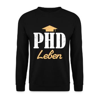 Doktorand PH.D LEBEN Doktortitel Lustiges - Unisex Pullover - Schwarz - Vorne - Alina (178cm) & Michal (187cm)