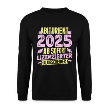 ABITURIENT 2025 AB SOFORT Abi Geschafft Lustiges - Unisex Pullover - Schwarz - Vorne - Alina (178cm) & Michal (187cm)