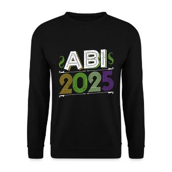 ABI 2025 Abitur Abschluss Lustiges Abiturienten - Unisex Pullover - Schwarz - Vorne - Alina (178cm) & Michal (187cm)