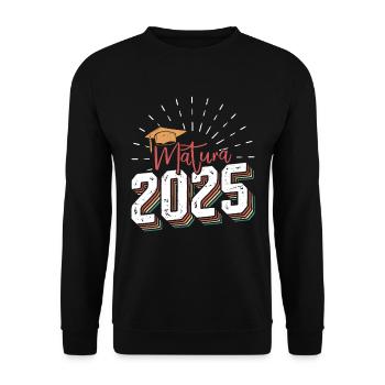 MATURA 2025 Maturant Matura Geschafft Lustiges - Unisex Pullover - Schwarz - Vorne - Alina (178cm) & Michal (187cm)