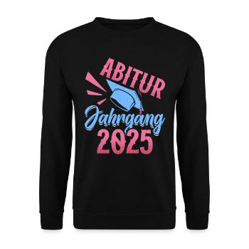 ABITUR JAHRGANG 2025 Abiturienten Lustiges - Unisex Pullover - Schwarz - Vorne - Alina (178cm) & Michal (187cm)