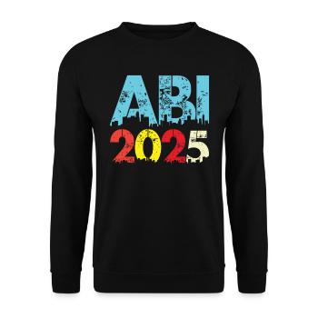 ABI 2025 Abitur Abschluss Lustiges Abiturienten - Unisex Pullover - Schwarz - Vorne - Alina (178cm) & Michal (187cm)