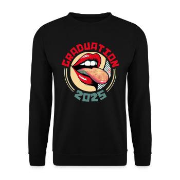 ABITUR 2025 ABI Abiturienten Lustiges Abi - Unisex Pullover - Schwarz - Vorne - Alina (178cm) & Michal (187cm)