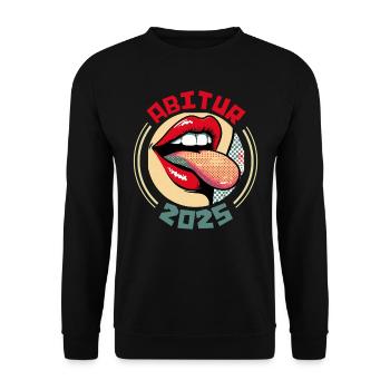 ABITUR 2025 ABI Abiturienten Lustiges Abi - Unisex Pullover - Schwarz - Vorne - Alina (178cm) & Michal (187cm)