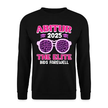 ABITUR 2025 DIE ELITE Abiturienten Lustiges - Unisex Pullover - Schwarz - Vorne - Alina (178cm) & Michal (187cm)