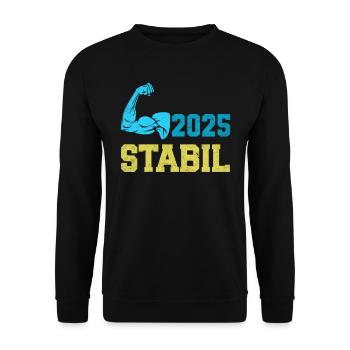 Abitur Abschluss 2025 STABIL Abi Geschafft Lustig - Unisex Pullover - Schwarz - Vorne - Alina (178cm) & Michal (187cm)