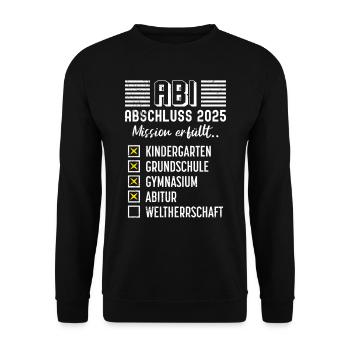Abitur Absolvent ABI ABSCHLUSS 2025 Lustiges - Unisex Pullover - Schwarz - Vorne - Alina (178cm) & Michal (187cm)