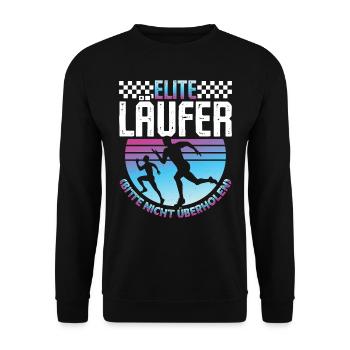 Laufen ELITE LÄUFER BITTE NICHT ÜBERHOLEN Lustiges - Unisex Pullover - Schwarz - Vorne - Alina (178cm) & Michal (187cm)