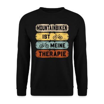 MOUNTAINBIKEN IST MEINE THERAPIE MTB Lustiges - Unisex Pullover - Schwarz - Vorne - Alina (178cm) & Michal (187cm)