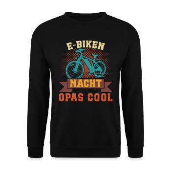 Opa E-BIKEN MACHT OPAS COOL EBike Lustiges - Unisex Pullover - Schwarz - Vorne - Alina (178cm) & Michal (187cm)
