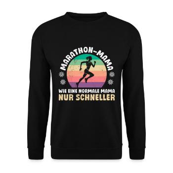 Mutter MARATHON MAMA WIE EINE NORMALE MAMA Lustig - Unisex Pullover - Schwarz - Vorne - Alina (178cm) & Michal (187cm)