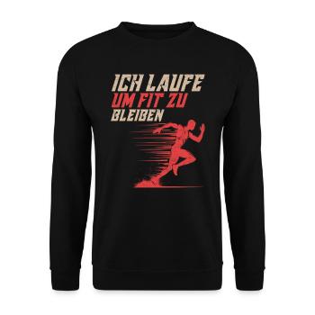 Läufer ICH LAUFE UM FIT ZU BLEIBEN Laufen Lustiges - Unisex Pullover - Schwarz - Vorne - Alina (178cm) & Michal (187cm)