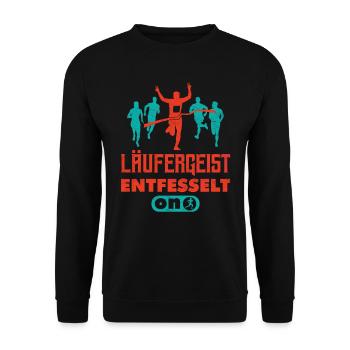 Laufen LÄUFERGEIST ENTFESSELT ON Lustiges - Unisex Pullover - Schwarz - Vorne - Alina (178cm) & Michal (187cm)