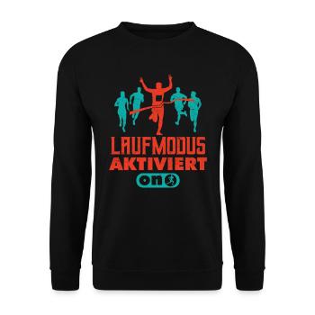 Läufer LAUFMODUS AKTIVIERT Laufen Lustiges - Unisex Pullover - Schwarz - Vorne - Alina (178cm) & Michal (187cm)