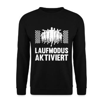 Läufer LAUFMODUS AKTIVIERT Laufen Lustiges - Unisex Pullover - Schwarz - Vorne - Alina (178cm) & Michal (187cm)