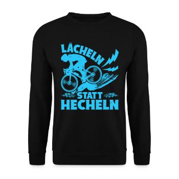 Elektro Fahrrad LÄCHELN STATT HECHELN Lustiges - Unisex Pullover - Schwarz - Vorne - Alina (178cm) & Michal (187cm)