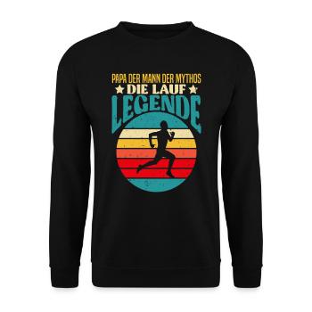 Väter PAPA DER MANN DER MYTHOS DIE LAUF LEGENDE - Unisex Pullover - Schwarz - Vorne - Alina (178cm) & Michal (187cm)