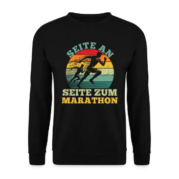 Läufer SEITE AN SEITE ZUM MARATHON Lustiges - Unisex Pullover - Schwarz - Vorne - Alina (178cm) & Michal (187cm)
