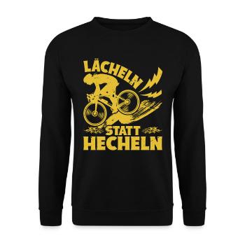 Elektro Fahrrad LÄCHELN STATT HECHELN Lustiges - Unisex Pullover - Schwarz - Vorne - Alina (178cm) & Michal (187cm)