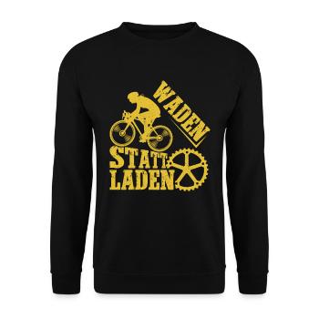 Radfahrer WADEN STATT LADEN Radeln Lustiges - Unisex Pullover - Schwarz - Vorne - Alina (178cm) & Michal (187cm)
