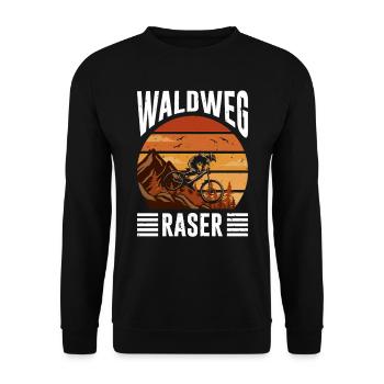 Mountainbiker WALDWEG RASER MTB Lustiges - Unisex Pullover - Schwarz - Vorne - Alina (178cm) & Michal (187cm)