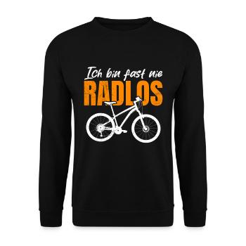 Radfahrer BIN FAST NIE RADLOS Radeln Lustiges - Unisex Pullover - Schwarz - Vorne - Alina (178cm) & Michal (187cm)