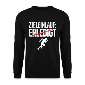 Läufer ZIELEINLAUF ERLEDIGT Laufen Lustiges - Unisex Pullover - Schwarz - Vorne - Alina (178cm) & Michal (187cm)