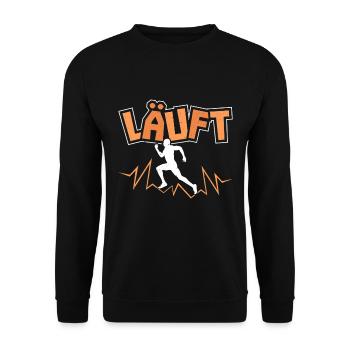 Läufer LÄUFT Laufen Lustiges Marathon - Unisex Pullover - Schwarz - Vorne - Alina (178cm) & Michal (187cm)