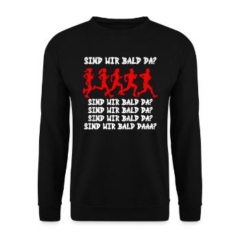 Läufer SIND WIR BALD DA? Laufen Lustiges - Unisex Pullover - Schwarz - Vorne - Alina (178cm) & Michal (187cm)