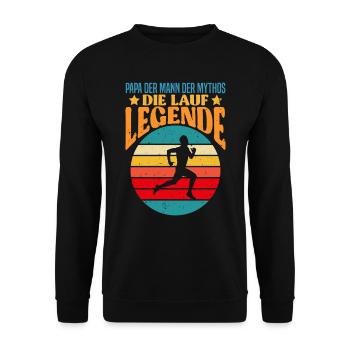 Väter PAPA DER MANN DER MYTHOS DIE LAUF LEGENDE - Unisex Pullover - Schwarz - Vorne - Alina (178cm) & Michal (187cm)