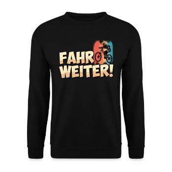 Radfahrer FAHR WEITER Radfahren Lustiges - Unisex Pullover - Schwarz - Vorne - Alina (178cm) & Michal (187cm)