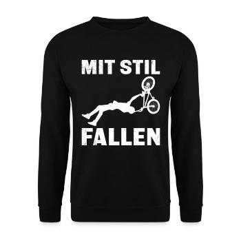 Radfahren MIT STIL FALLEN Radler Lustiges - Unisex Pullover - Schwarz - Vorne - Alina (178cm) & Michal (187cm)