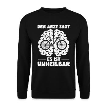 Radfahrer DER ARZT SAGT ES IST UNHEILBAR Lustiges - Unisex Pullover - Schwarz - Vorne - Alina (178cm) & Michal (187cm)