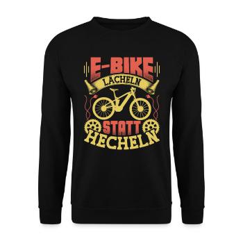 Elektro Fahrrad LÄCHELN STATT HECHELN Lustiges - Unisex Pullover - Schwarz - Vorne - Alina (178cm) & Michal (187cm)