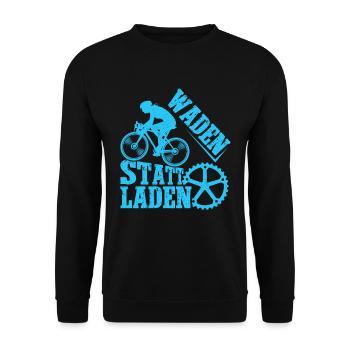 Radfahrer WADEN STATT LADEN Radeln Lustiges - Unisex Pullover - Schwarz - Vorne - Alina (178cm) & Michal (187cm)