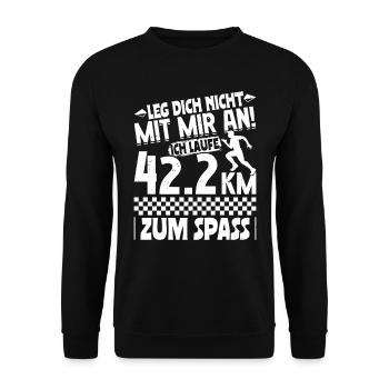 Läufer LEG DICH NICHT MIT MIR AN LAUFE ZUM SPAß - Unisex Pullover - Schwarz - Vorne - Alina (178cm) & Michal (187cm)