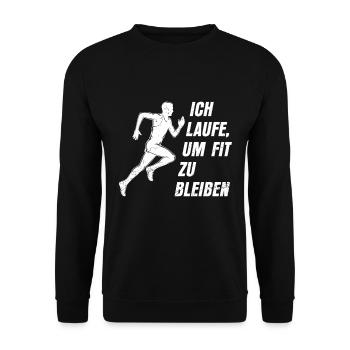 Läufer ICH LAUFE UM FIT ZU BLEIBEN Laufen Lustiges - Unisex Pullover - Schwarz - Vorne - Alina (178cm) & Michal (187cm)