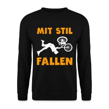 Radfahren MIT STIL FALLEN Radler Lustiges - Unisex Pullover - Schwarz - Vorne - Alina (178cm) & Michal (187cm)