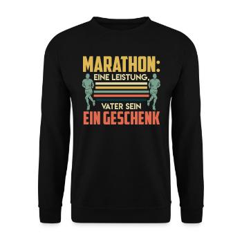 Papa MARATHON DIE LEISTUNG VATER SEIN GESCHENK - Unisex Pullover - Schwarz - Vorne - Alina (178cm) & Michal (187cm)
