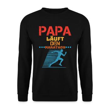 Läufer PAPA LÄUFT DEN MARATHON Laufen Lustiges - Unisex Pullover - Schwarz - Vorne - Alina (178cm) & Michal (187cm)