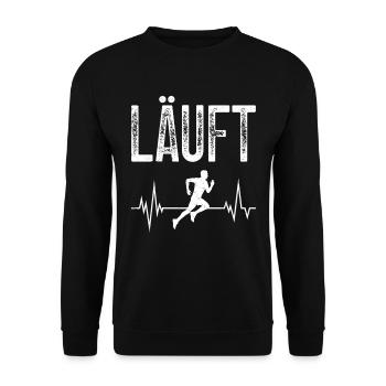 Läufer LÄUFT Laufen Lustiges Marathon - Unisex Pullover - Schwarz - Vorne - Alina (178cm) & Michal (187cm)