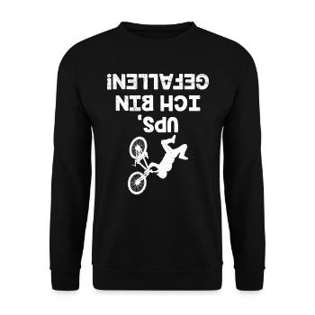 Radfahrer UPS ICH BIN GEFALLEN Radler Lustiges - Unisex Pullover - Schwarz - Vorne - Alina (178cm) & Michal (187cm)
