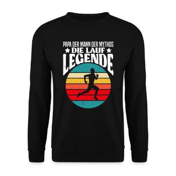 Väter PAPA DER MANN DER MYTHOS DIE LAUF LEGENDE - Unisex Pullover - Schwarz - Vorne - Alina (178cm) & Michal (187cm)