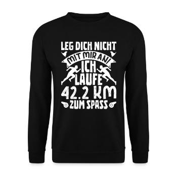 Läufer LEG DICH NICHT MIT MIR AN LAUFE ZUM SPAß - Unisex Pullover - Schwarz - Vorne - Alina (178cm) & Michal (187cm)
