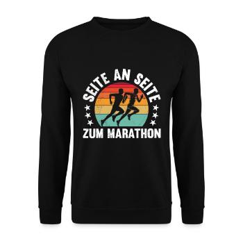 Läufer SEITE AN SEITE ZUM MARATHON Lustiges - Unisex Pullover - Schwarz - Vorne - Alina (178cm) & Michal (187cm)