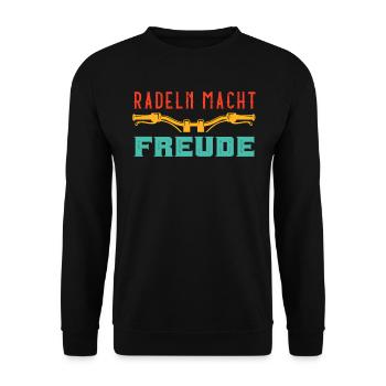 RADELN MACHT FREUDE Radfahren Lustiges - Unisex Pullover - Schwarz - Vorne - Alina (178cm) & Michal (187cm)